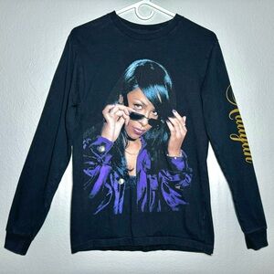 Aaliyah 97’ Soul Train Awards Portrait Long Sleeve Shirt Black Small